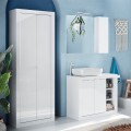 Armoire 2 portes salle de bain polyvalente blanc brillant 70x35x188cm Jude Promotion