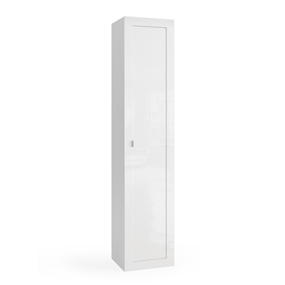 Armoire colonne de salle de bain 1 porte rangement blanc brillant Telma