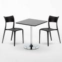Table Carrée Noire 70x70cm et  2 Chaises Colorées Bar Café Parisienne Mojito Modèle