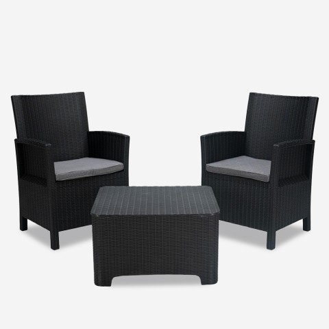 Ensemble salon de jardin 2 fauteuils extérieur table Rimini Grand Soleil Promotion