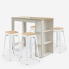 table haute 120x60cm en bois blanc +  4 tabourets style galles Catalogue