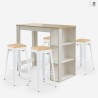 table haute 120x60cm en bois blanc +  4 tabourets style galles Vente