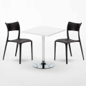 Table Carrée Blanche 70x70 2 Chaises Colorées Bar Café Parisienne Cocktail Achat