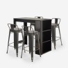 table haute de bar noir + 4 tabourets style et dossier cruzville Réductions