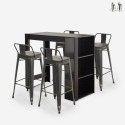 table haute de bar noir + 4 tabourets style et dossier cruzville Promotion