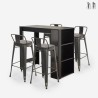 table haute de bar noir + 4 tabourets style et dossier cruzville Promotion