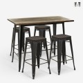 table haute 120x60 de cuisine + 4 tabourets de bar style farley Promotion