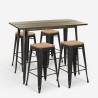 table 120x60 noir vintage + 4 tabourets de bar style fordville Catalogue