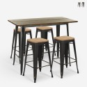table 120x60 noir vintage + 4 tabourets de bar style fordville Vente