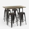 table 120x60 noir vintage + 4 tabourets de bar style Lix fordville Réductions