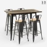 table haute noire 120x60 + 4 tabourets de bar avec dossier wahoo Vente