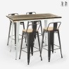 table haute blanche + 4 tabourets de bar style dossier palmyra Promotion