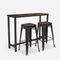 table haute 140x40 industrielle + 2 tabourets de bar oakwood Réductions