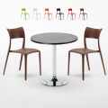 Table ronde noire 70x70cm 2 Chaises Colorées bar café Parisienne Cosmopolitan Promotion