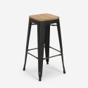 table haute cuisine + 2 tabourets style bois métal noir seymour Dimensions