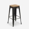table haute cuisine + 2 tabourets style bois métal noir seymour Dimensions