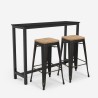 table haute cuisine + 2 tabourets style bois métal noir seymour Réductions
