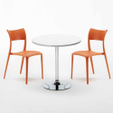 Table ronde blanche 70x70 et 2 chaises colorées bar café Parisienne Long Island Caractéristiques