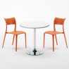 Table ronde blanche 70x70 et 2 chaises colorées bar café Parisienne Long Island Caractéristiques
