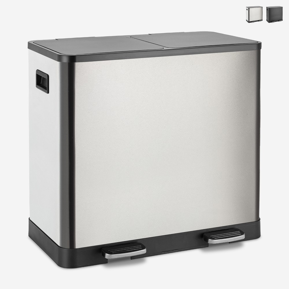 Poubelle de cuisine 60 Litres pour Recyclage 2 paniers à pédale Lindo XL