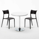 Table ronde blanche 70x70 et 2 chaises colorées bar café Parisienne Long Island Prix