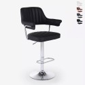 Tabouret de bar cuisine simili cuir accoudoirs réglables piètement chromé Tampa Offre