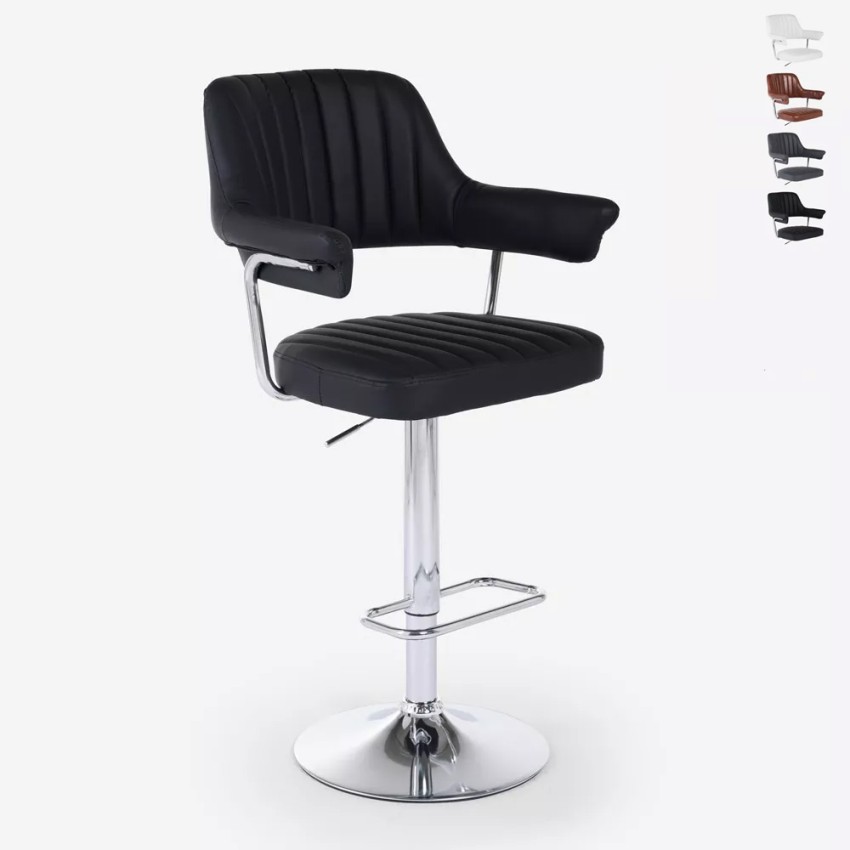 Tabouret de bar cuisine simili cuir accoudoirs réglables piètement chromé Tampa Offre Tabouret de bar cuisine simili cuir accoudoirs réglables piètement chromé Tampa Offre