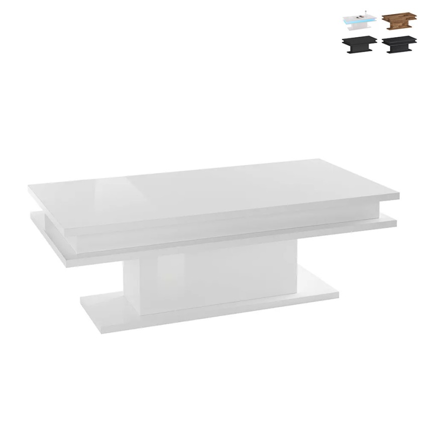 Table basse carrée, ronde ou rectangulaire au meilleur prix, Table basse  transformable LEONARDO en métal et Chêne Gris