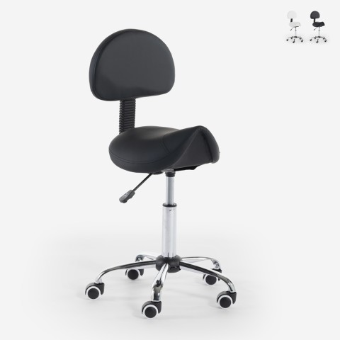Tabouret à roulettes avec dossier orthopédique pour esthéticien-tatoueur Andamon Promotion
