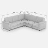 Canapé d'angle en tissu 5 places 246x246cm style moderne Marrak 14AG 