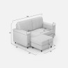 Canapé moderne 2 places en tissu 168cm avec pouf Marrak 140P 