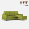 Canapé 3 places 208cm avec pouf en tissu Sakar 180P pour salon Promotion