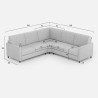 Canapé d'angle moderne 5 places en tissu 241x241cm Karay 14AG 