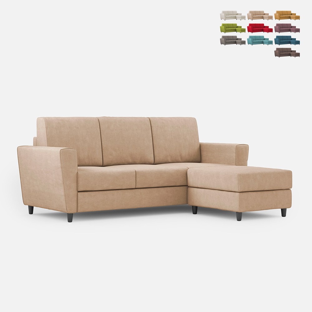 Canapé moderne en tissu 3 places 212 cm avec pouf repose-pieds Yasel 180P