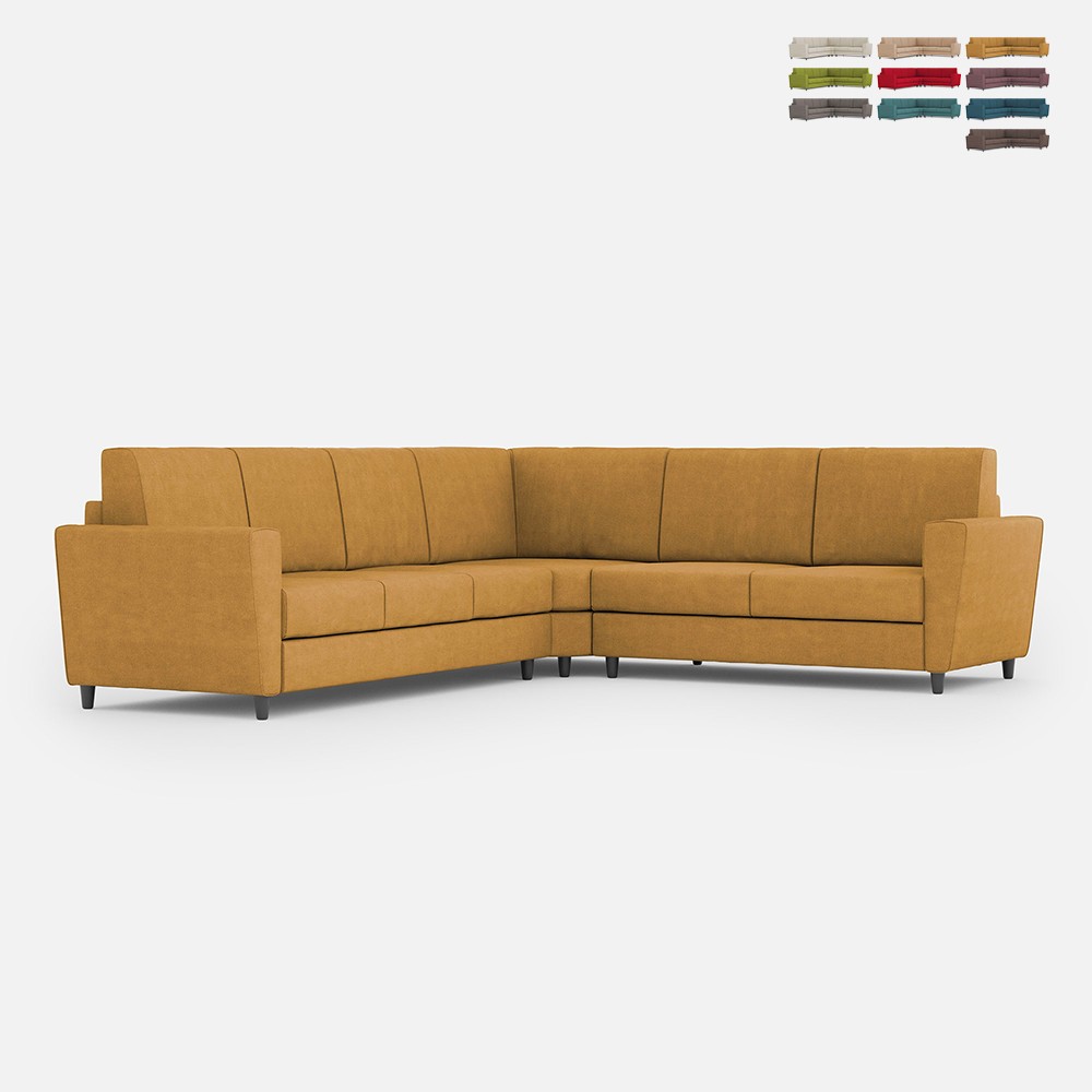Canapé d'angle moderne 6 places en tissu 288x248cm Yasel 18AG