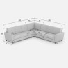 Grand canapé d'angle moderne 7 places en tissu 288x288cm Yasel 218AG 