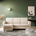 Canapé moderne en tissu 3 places 212 cm avec pouf repose-pieds Yasel 180P 