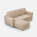 Canapé moderne en tissu 3 places 212 cm avec pouf repose-pieds Yasel 180P 