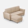 Canapé moderne en tissu 3 places 212 cm avec pouf repose-pieds Yasel 180P 