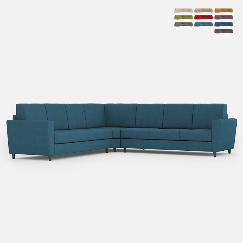 Grand canapé d'angle moderne 7 places en tissu 288x288cm Yasel 218AG Promotion