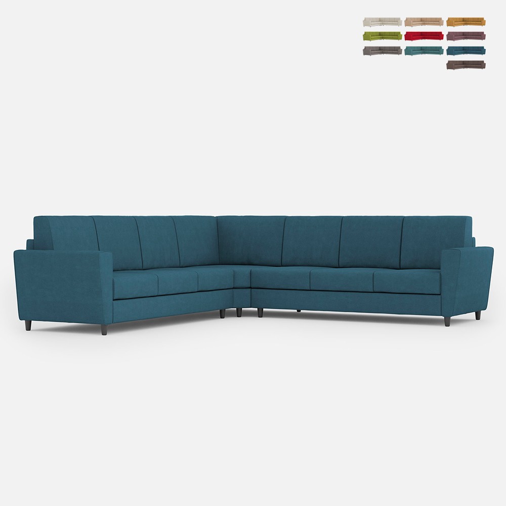 Grand canapé d'angle moderne 7 places en tissu 288x288cm Yasel 218AG