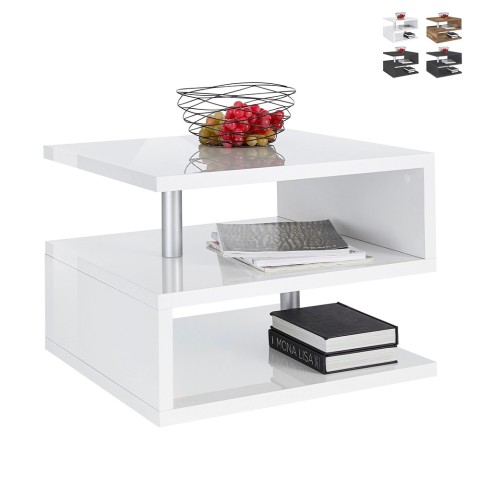 Table basse salon moderne élégant 2 étagères Zeta 55 Promotion