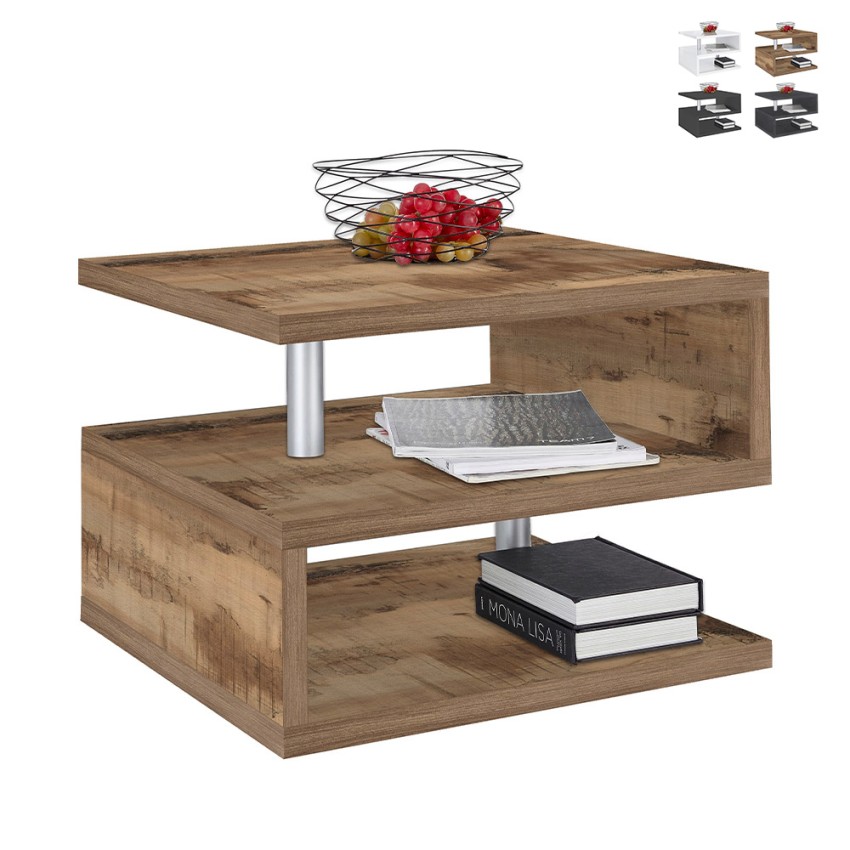 Table basse salon moderne élégant 2 étagères Zeta 55 Vente Table basse salon moderne élégant 2 étagères Zeta 55 Vente