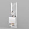 Meuble à chaussures mural entrée blanc brillant étagère 1 porte miroir Karin Remises