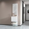 Meuble à chaussures mural entrée blanc brillant étagère 1 porte miroir Karin Promotion