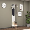 Portemanteau colonne avec miroir et étagères blanc brillant Ivy Promotion