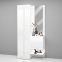 Ensemble meuble d'entrée armoire à chaussures avec miroir porte blanc brillant Chica Réductions