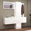 Ensemble meuble à chaussures armoire d'entrée avec miroir et porte-manteaux 2 meubles Linda Promotion