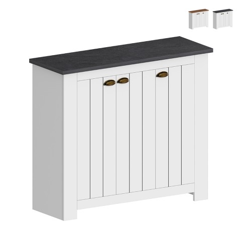Armoire à chaussures d'entrée blanche style classique 3 portes bois Jarret Promotion
