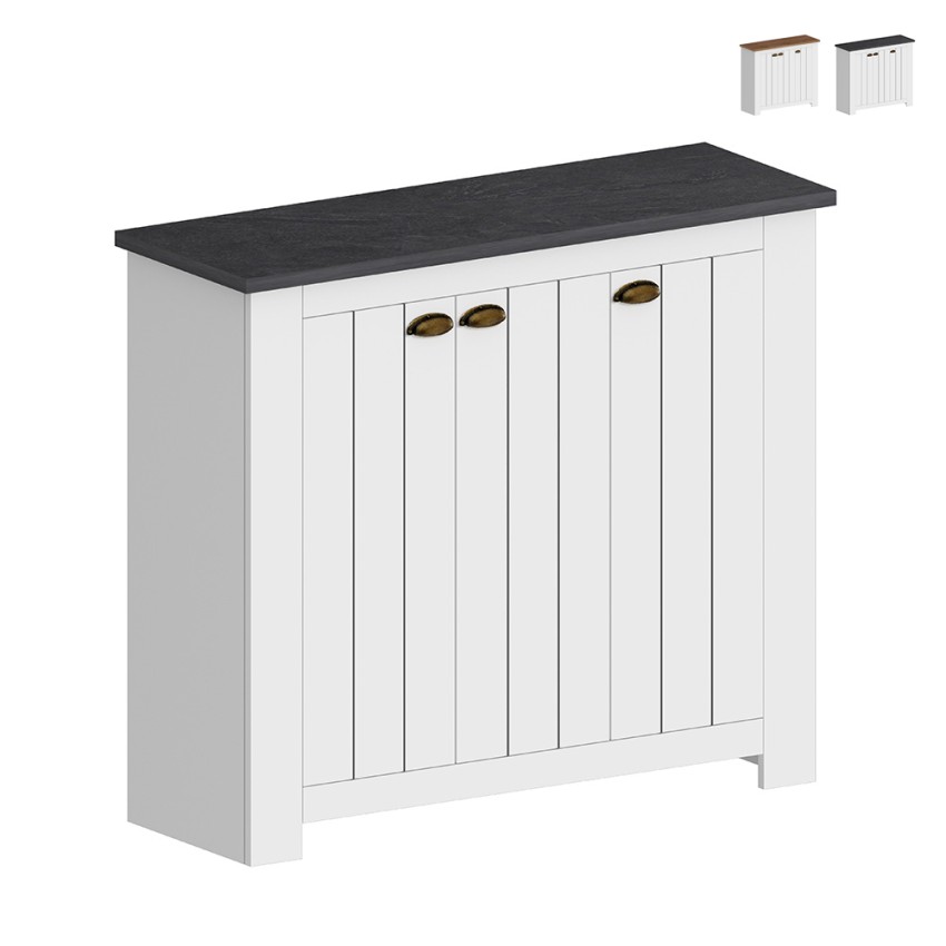 Armoire à chaussures d'entrée blanche style classique 3 portes bois Jarret Promotion Armoire à chaussures d'entrée blanche style classique 3 portes bois Jarret Promotion